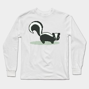 Sleek Nightstalker: Pixel Art Civet Design for Fashionable Attire Long Sleeve T-Shirt